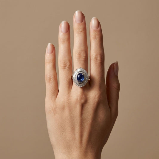 Platinum 2.19ct Oval Star Sapphire 1.24cttw White Diamonds Ring