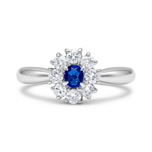 Platinum 0.09ct Oval Hauyne 0.30cttw White Diamonds Ring