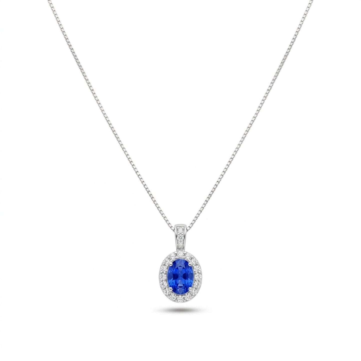 Platinum 0.22ct Oval Hauyne 0.09cttw White Diamonds Necklace