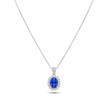 Platinum 0.22ct Oval Hauyne 0.09cttw White Diamonds Necklace