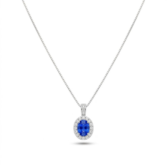 Platinum 0.22ct Oval Hauyne 0.09cttw White Diamonds Necklace