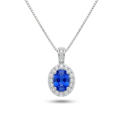 Platinum 0.22ct Oval Hauyne 0.09cttw White Diamonds Necklace