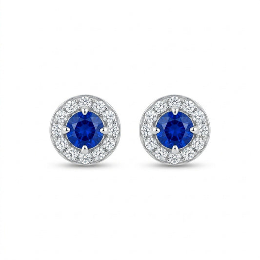 Platinum 0.36cttw Round Hauyne 0.26cttw White Diamonds Stud Earrings