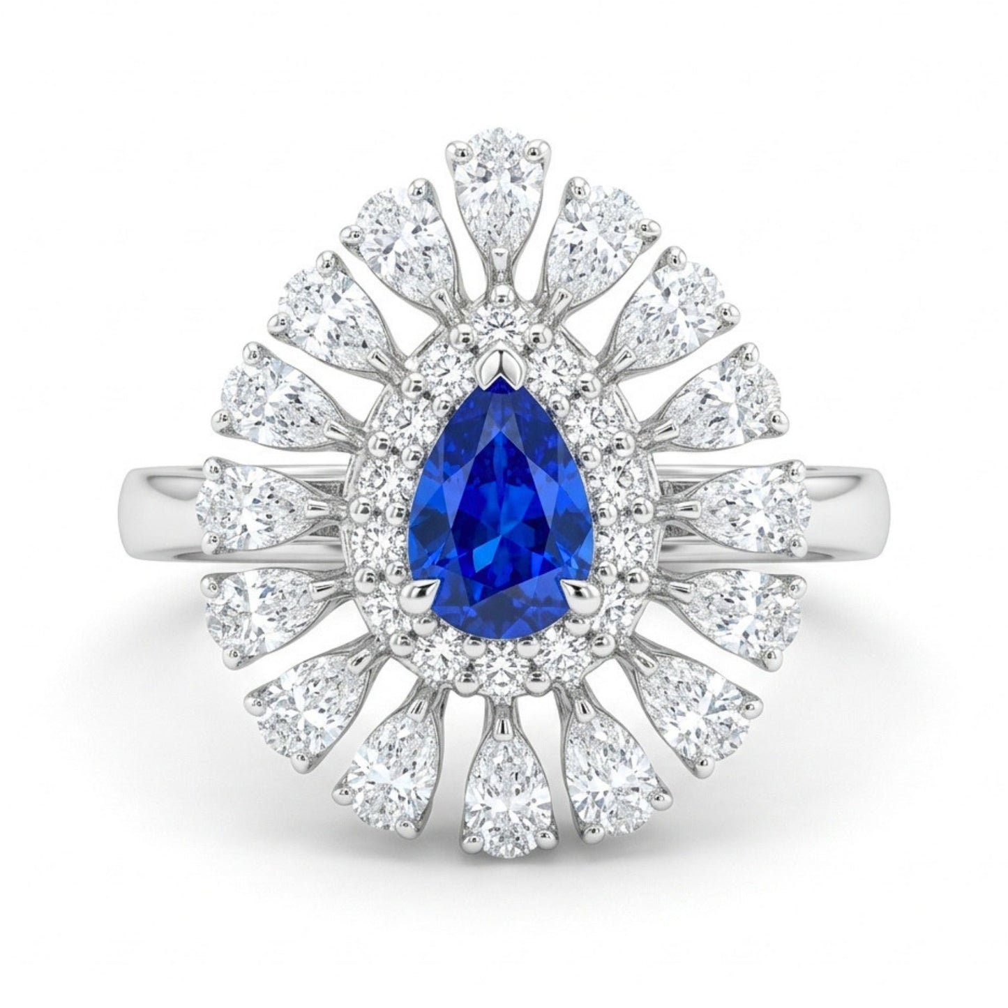 Platinum 0.43ct Pear Shape Hauyne 1.01cttw White Diamonds Ring