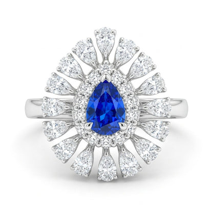 Platinum 0.43ct Pear Shape Hauyne 1.01cttw White Diamonds Ring