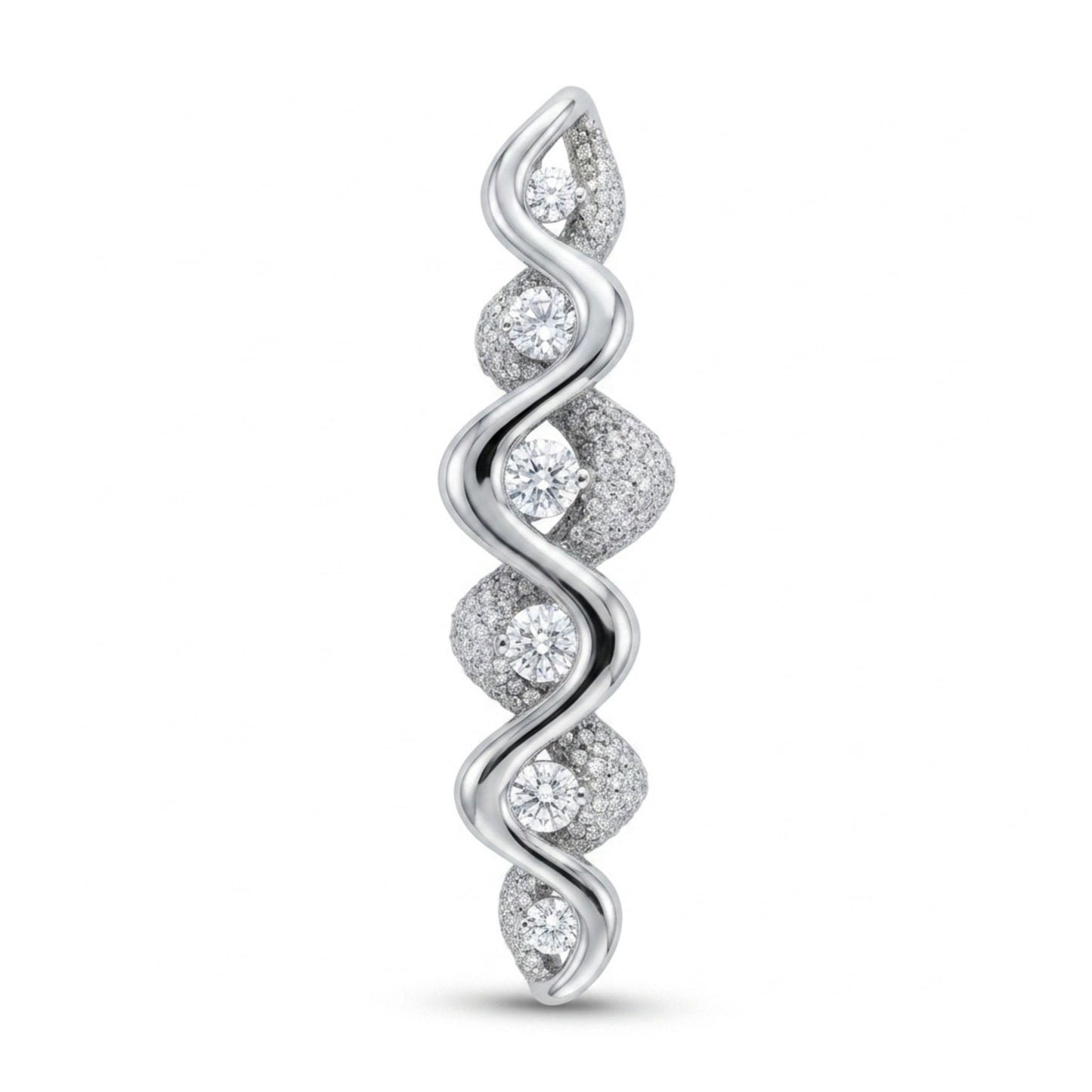 Platinum 1.71cttw Round White Diamond 1.01cttw White Diamonds Brooch