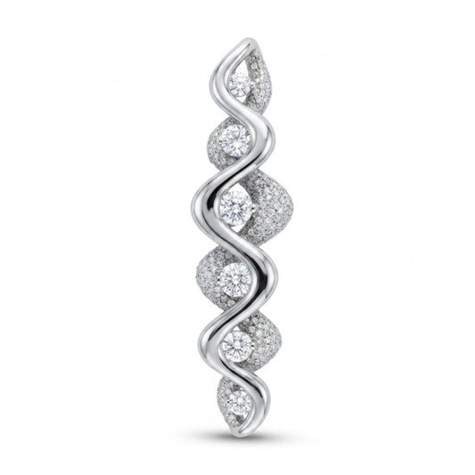 Platinum 1.71cttw Round White Diamond 1.01cttw White Diamonds Brooch