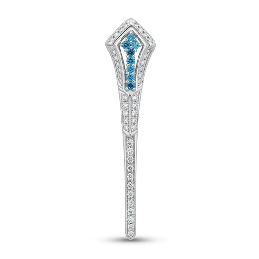 Platinum 0.20cttw Round Paraiba 0.43cttw White Diamonds Brooch