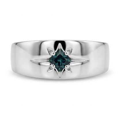 18K 0.16ct Princess Cut Brazilian Alexandrite 0.20cttw White Diamonds Ring & Pendant