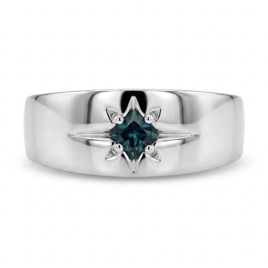 18K 0.16ct Princess Cut Brazilian Alexandrite 0.20cttw White Diamonds Ring & Pendant
