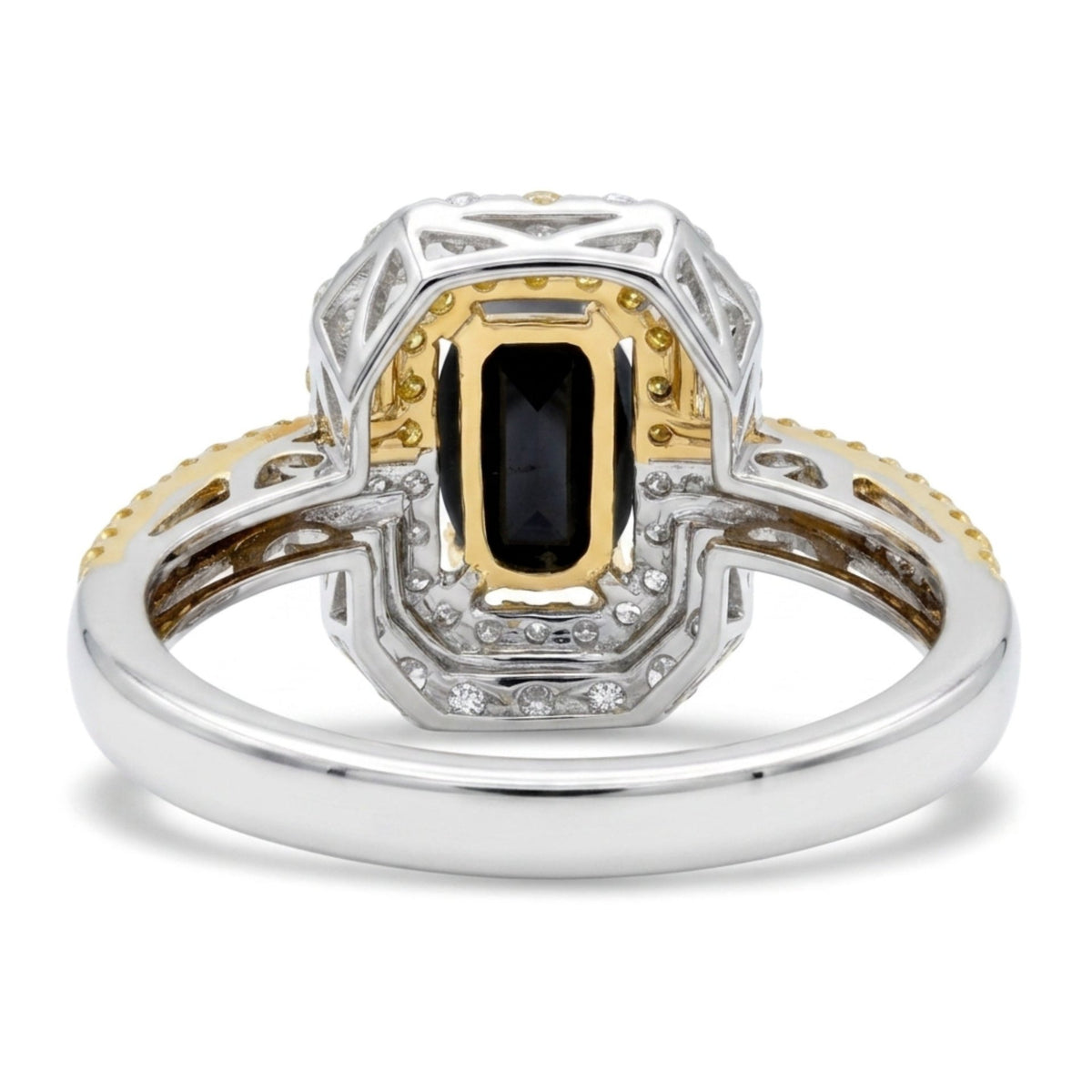 14K gold 1.38ct oval black opal ring with VS yellow and white diamonds