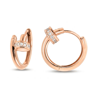 14K 0.09cttw VS White Diamond Nail Huggie Earrings