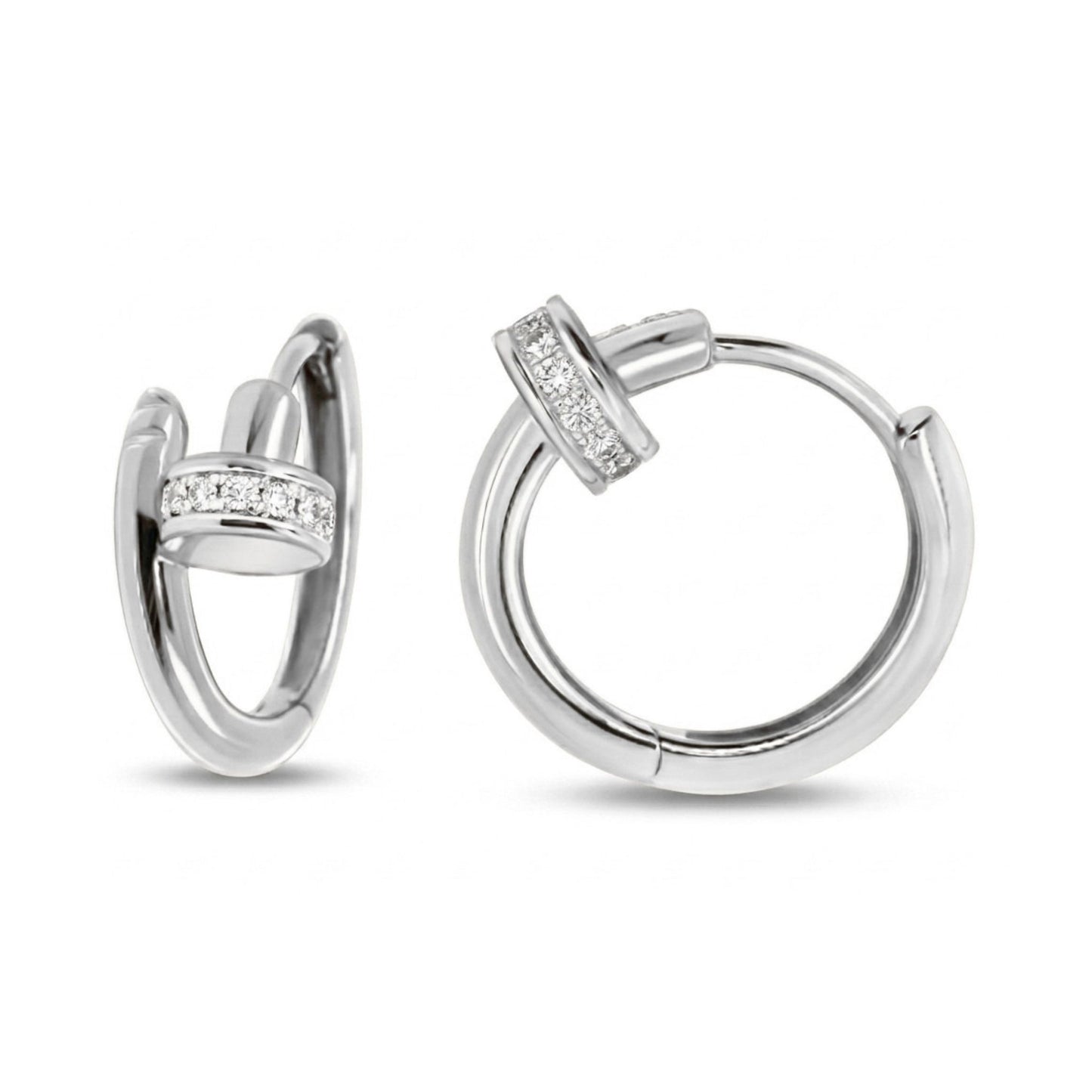 14K 0.09cttw VS White Diamond Nail Huggie Earrings