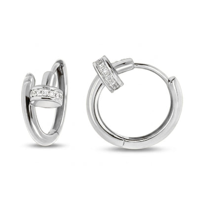 14K 0.09cttw VS White Diamond Nail Huggie Earrings