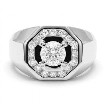 14K 0.60ct Round VS White Diamond 0.33cttw VS White Diamonds Men's Ring