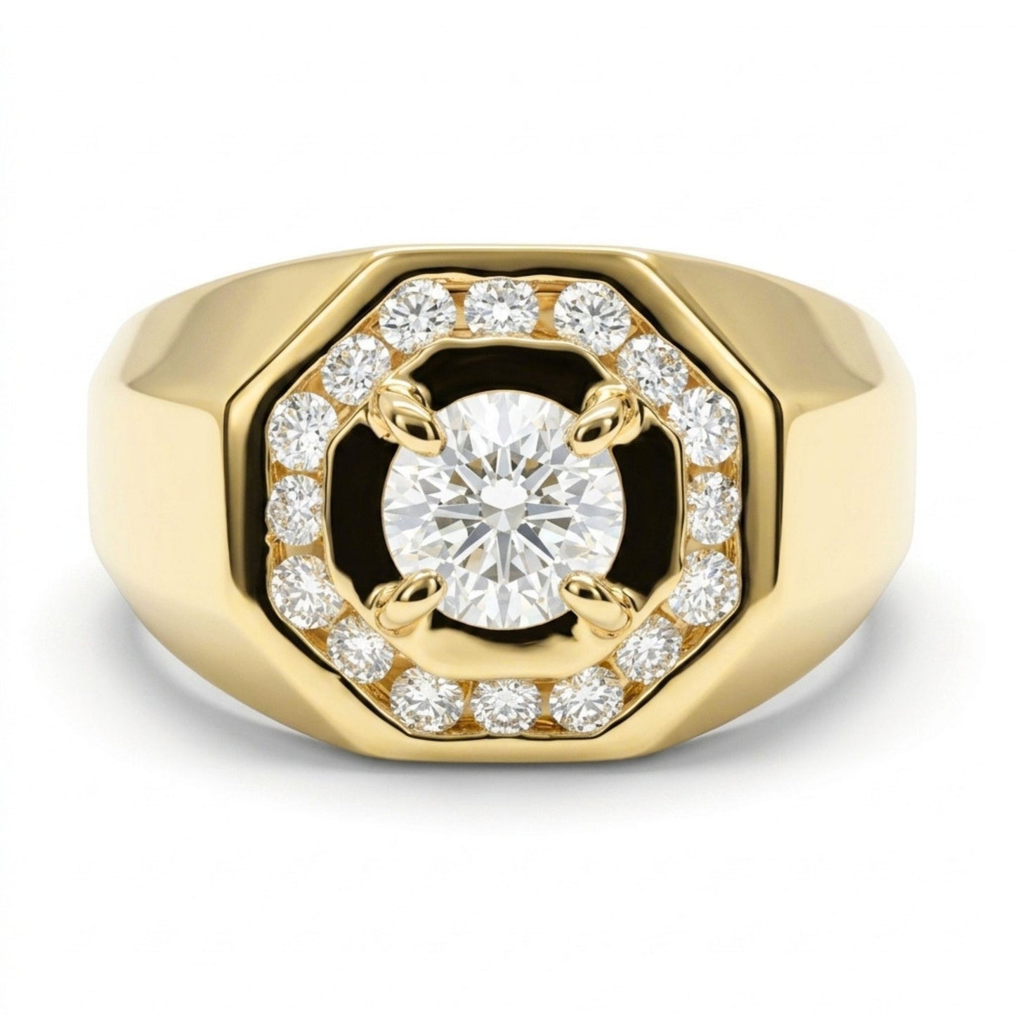 14K 0.60ct Round VS White Diamond 0.33cttw VS White Diamonds Men's Ring