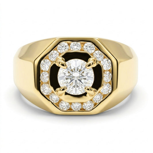 14K 0.60ct Round VS White Diamond 0.33cttw VS White Diamonds Men's Ring