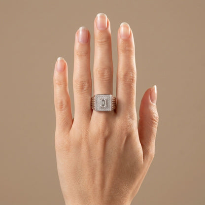 14K 1.01ct Emerald Cut H SI1 White Diamond 0.47cttw VS White Diamonds Men's Ring GIA #2221078743
