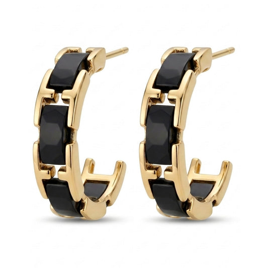 14K Ceramic Designer Hoop Earrings