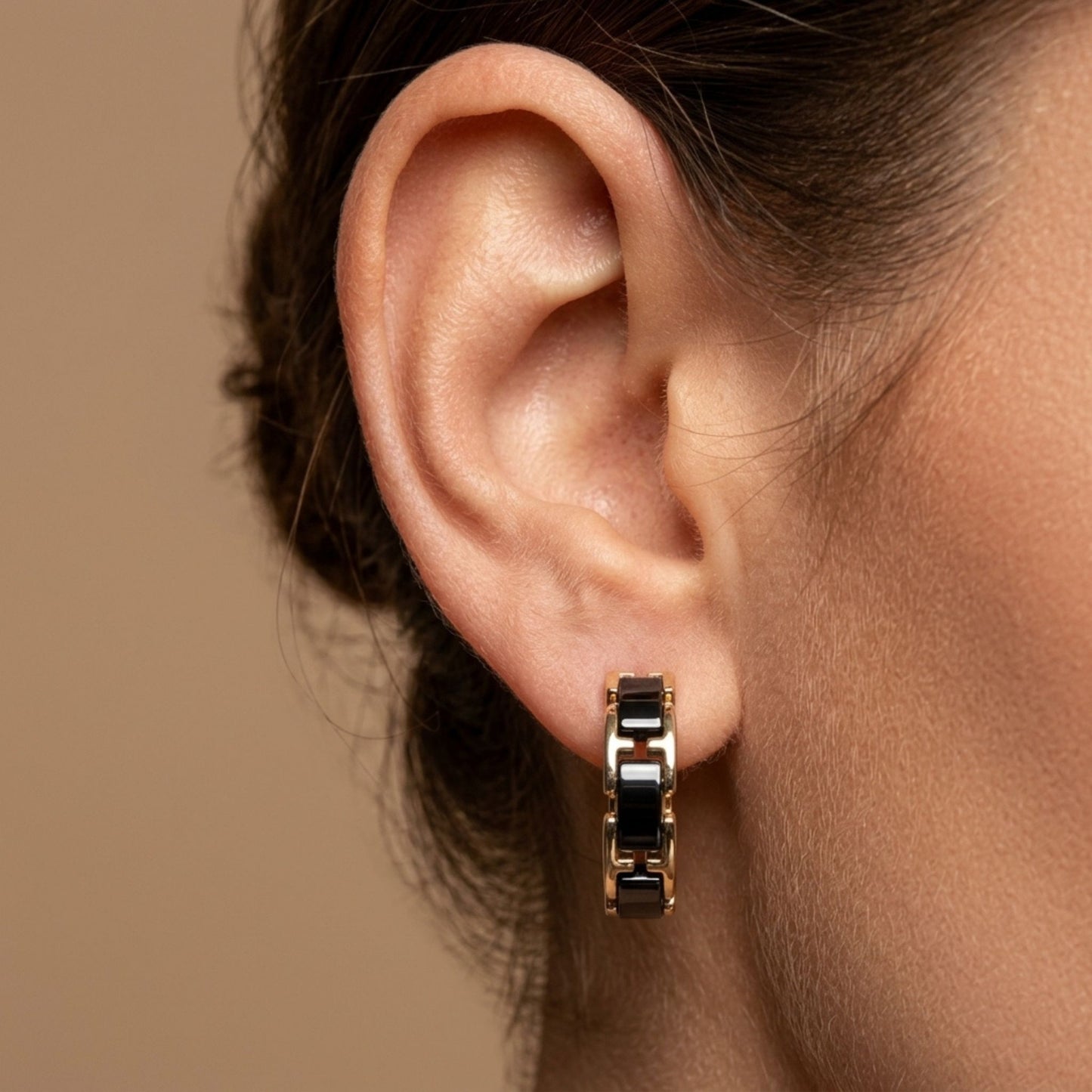14K Ceramic Designer Hoop Earrings