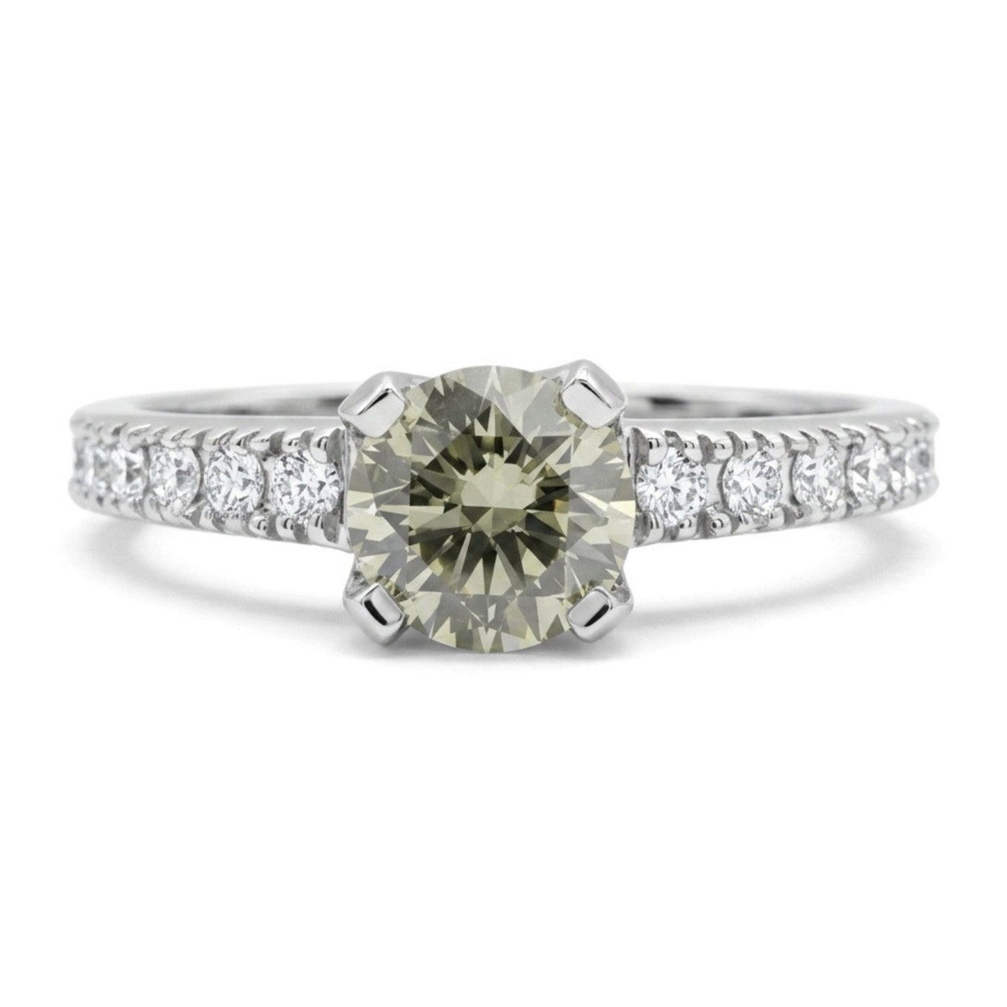 14K 0.50ct Round I1 Chameleon Diamond 0.24cttw White Diamonds Ring GIA #2235112516