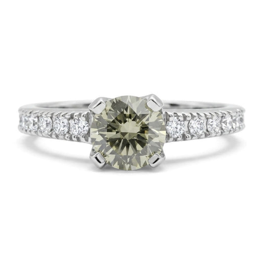 14K 0.50ct Round I1 Chameleon Diamond 0.24cttw White Diamonds Ring GIA #2235112516
