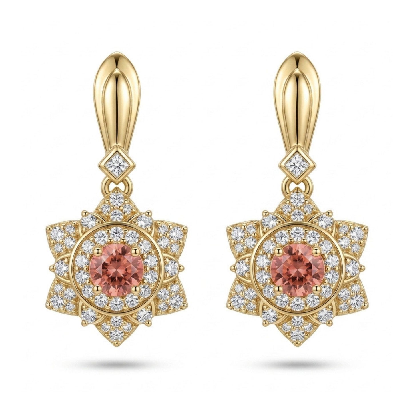 18K 0.91cttw Round Sweet Home Rhodochrosite 0.68cttw White Diamonds Drop Earrings