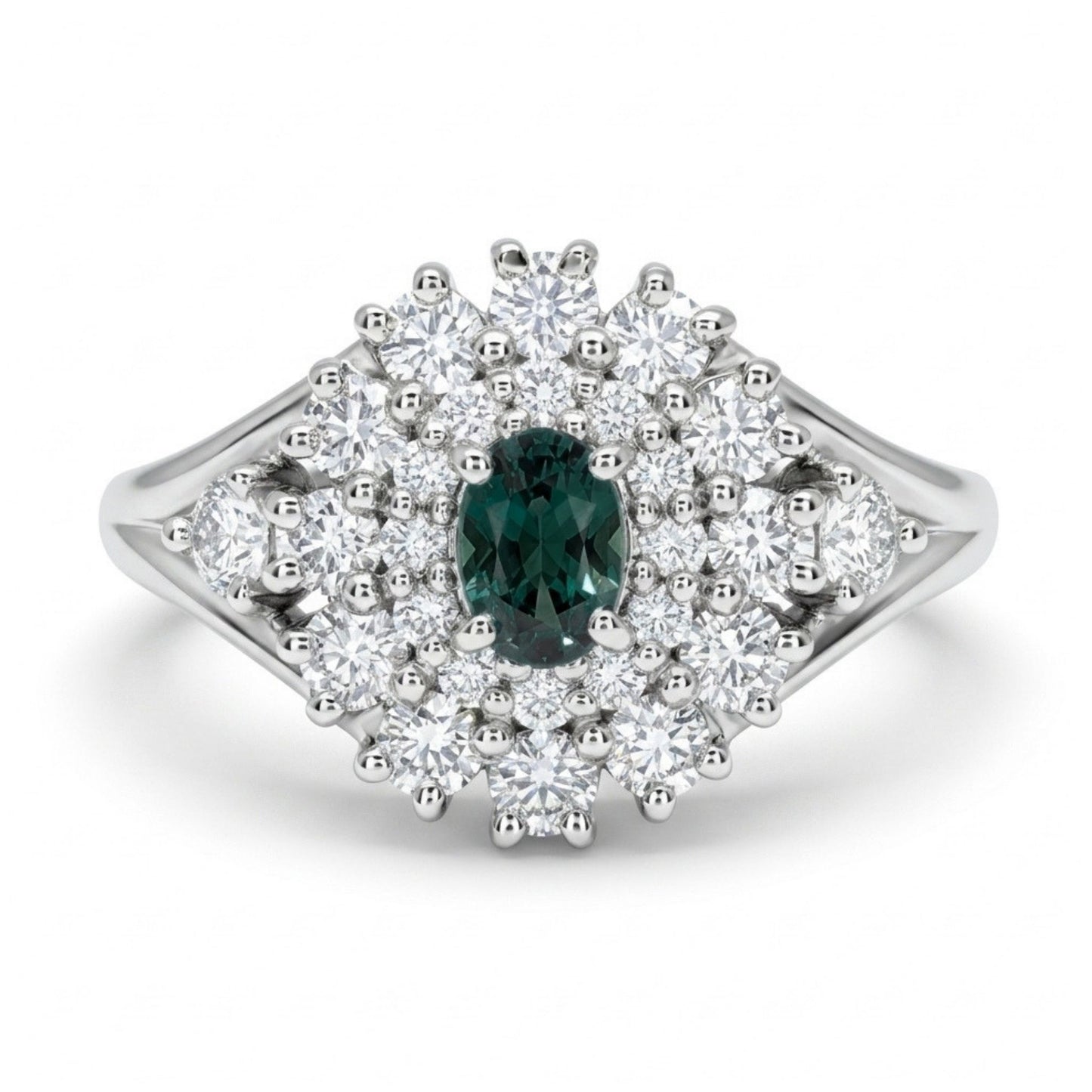 Platinum 0.18ct Oval Brazilian Alexandrite 0.65cttw White Diamonds Ring