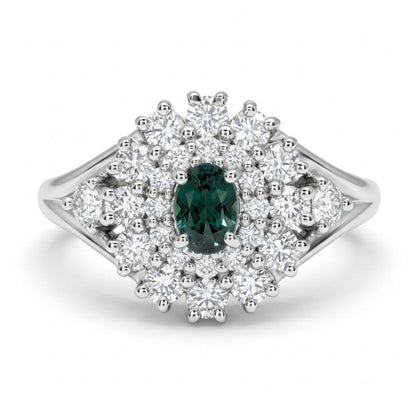 Platinum 0.18ct Oval Brazilian Alexandrite 0.65cttw White Diamonds Ring