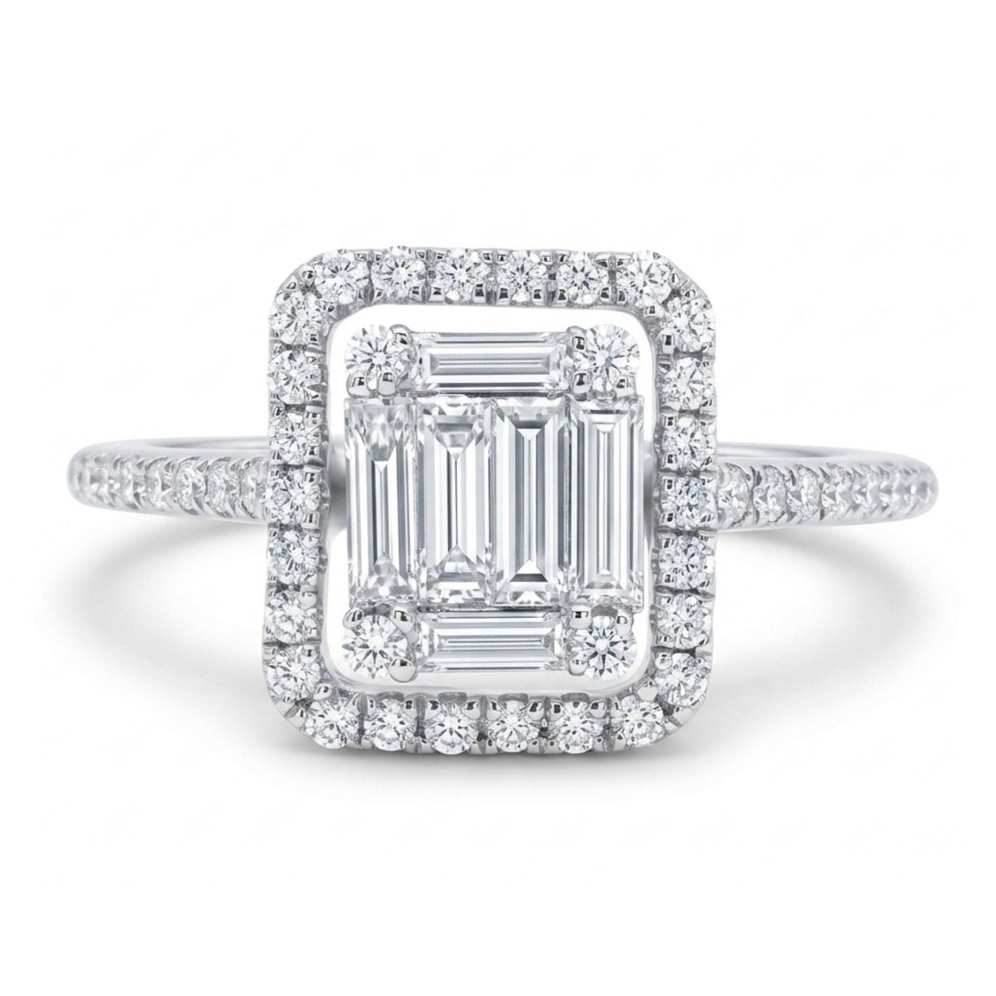 18K 0.39cttw Baguette & Round VS White Diamonds Ring