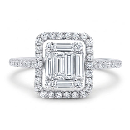 18K 0.39cttw Baguette & Round VS White Diamonds Ring