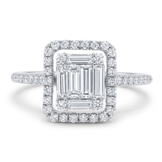 18K 0.39cttw Baguette & Round VS White Diamonds Ring