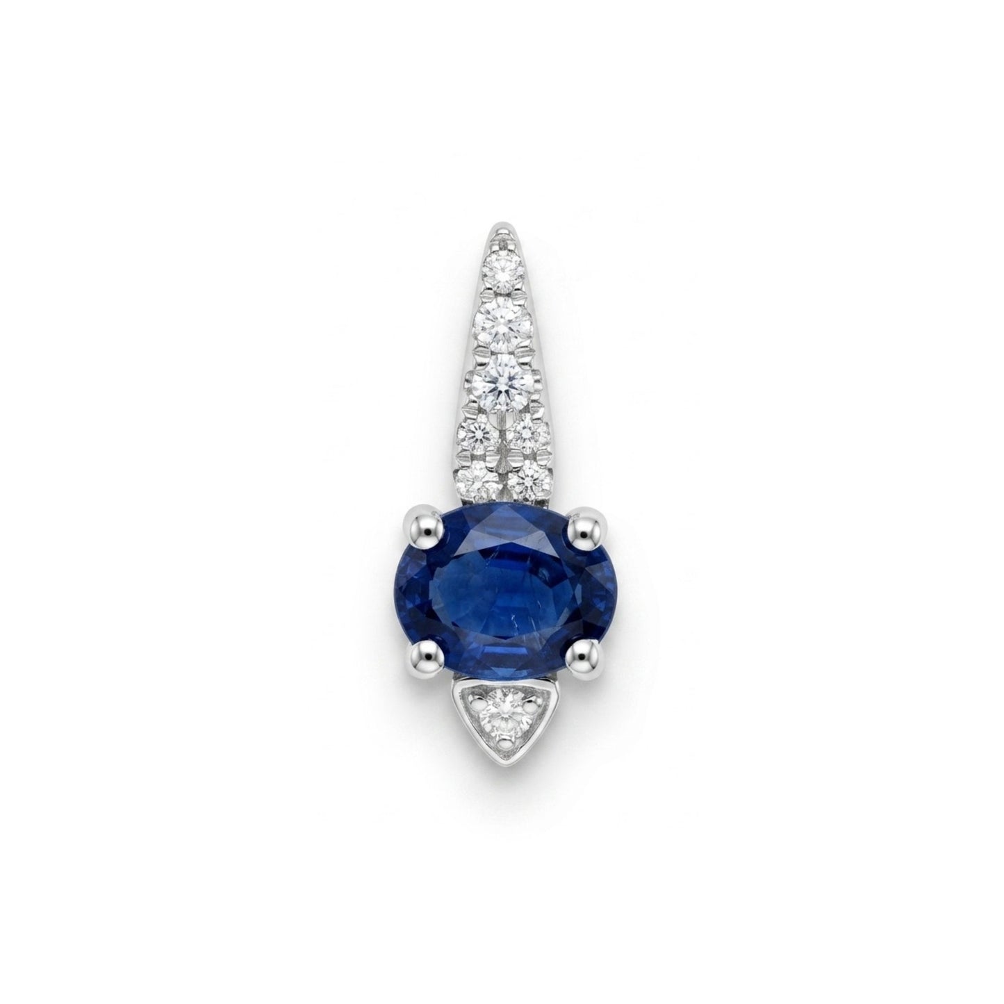 14K 0.45ct Oval Blue Sapphire 0.07cttw White Diamonds Pendant
