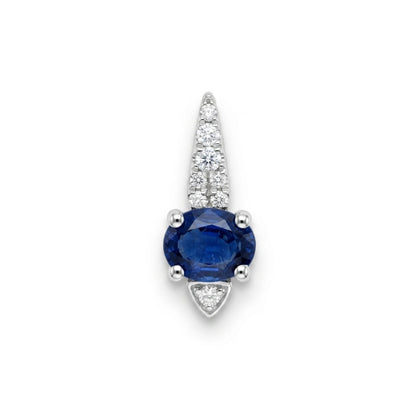 14K 0.45ct Oval Blue Sapphire 0.07cttw White Diamonds Pendant