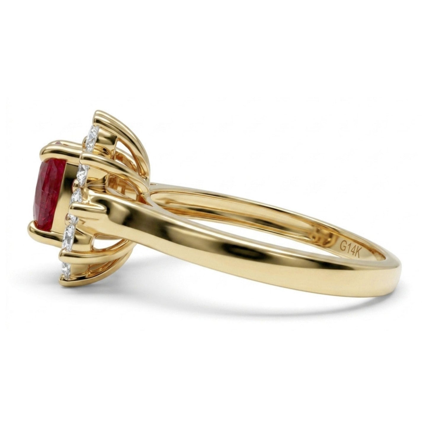 14K 1.00ct Oval Burma Ruby 0.52cttw VS White Diamonds Ring