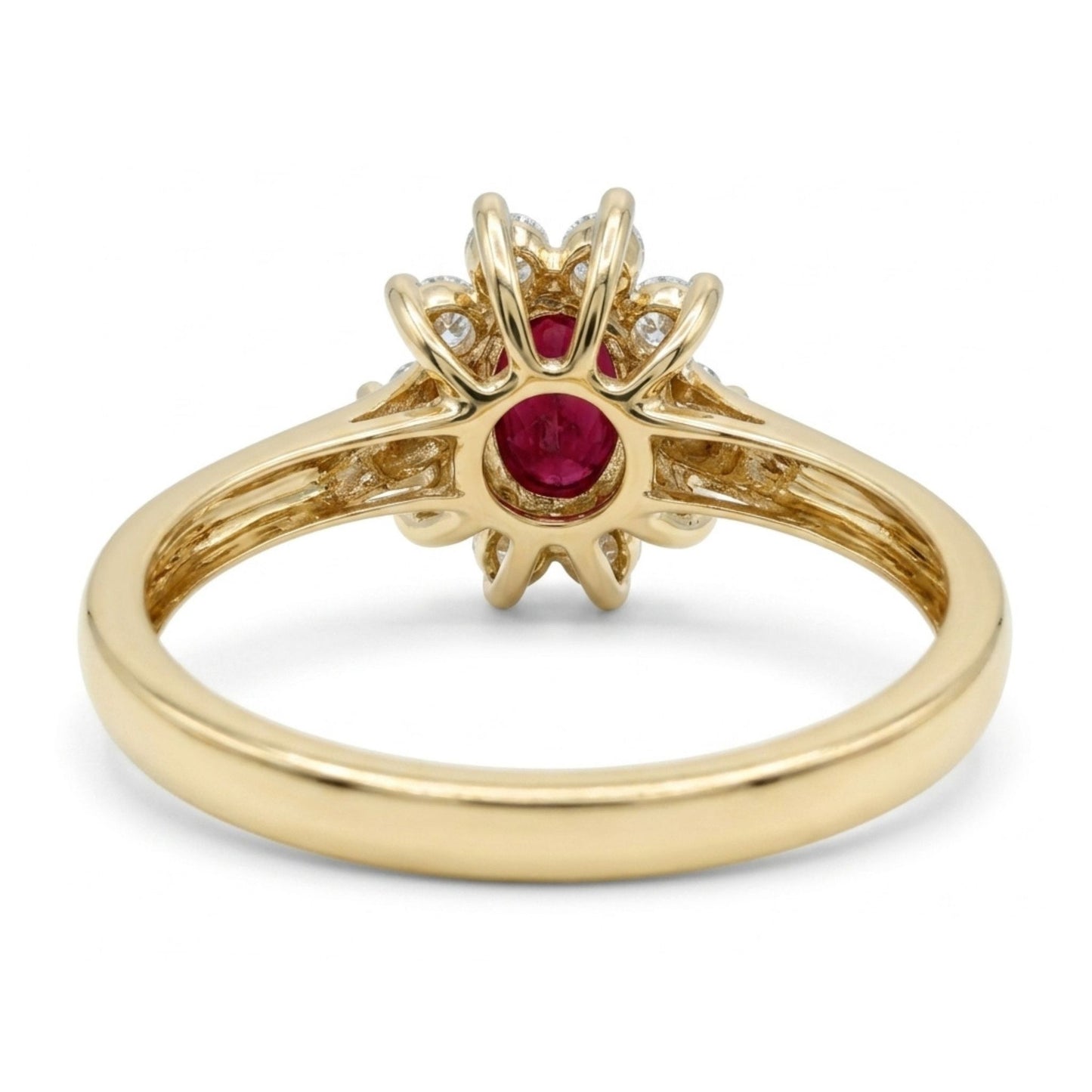 14K 1.00ct Oval Burma Ruby 0.52cttw VS White Diamonds Ring