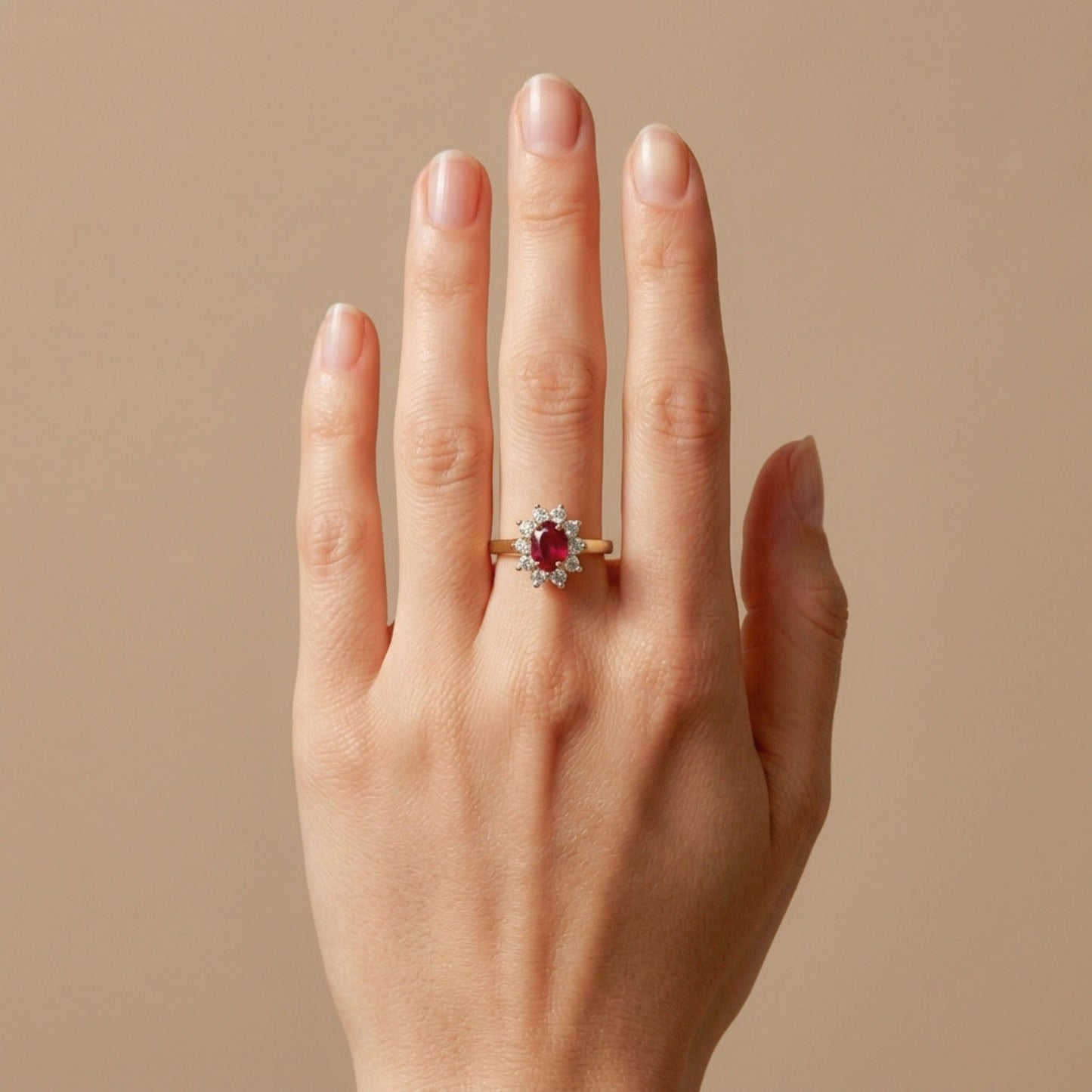 14K 1.00ct Oval Burma Ruby 0.52cttw VS White Diamonds Ring
