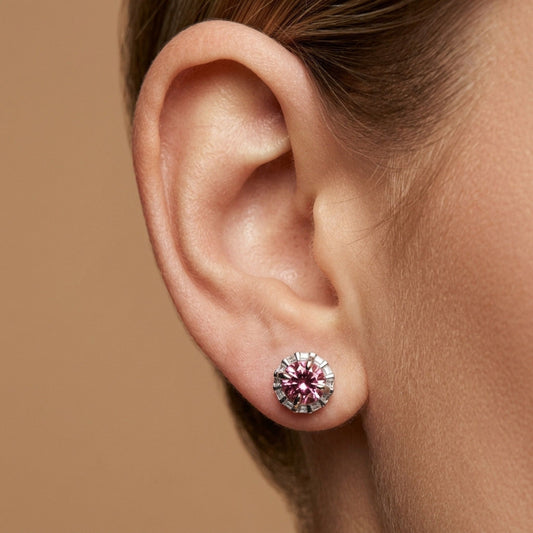 18K 2.23cttw Round Private Collection Imperial Topaz 0.22cttw VS White Diamonds Stud Earrings
