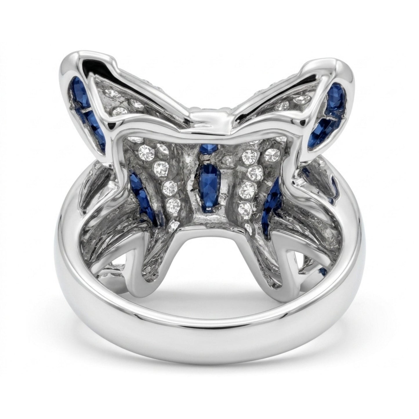 18K 1.50cttw Asscher Cut Blue Sapphire 0.80cttw White Diamonds Ring