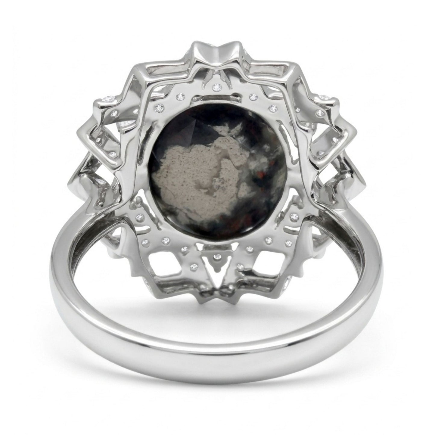 18K 3.44ct Oval Black Opal 0.75cttw White Diamonds Ring