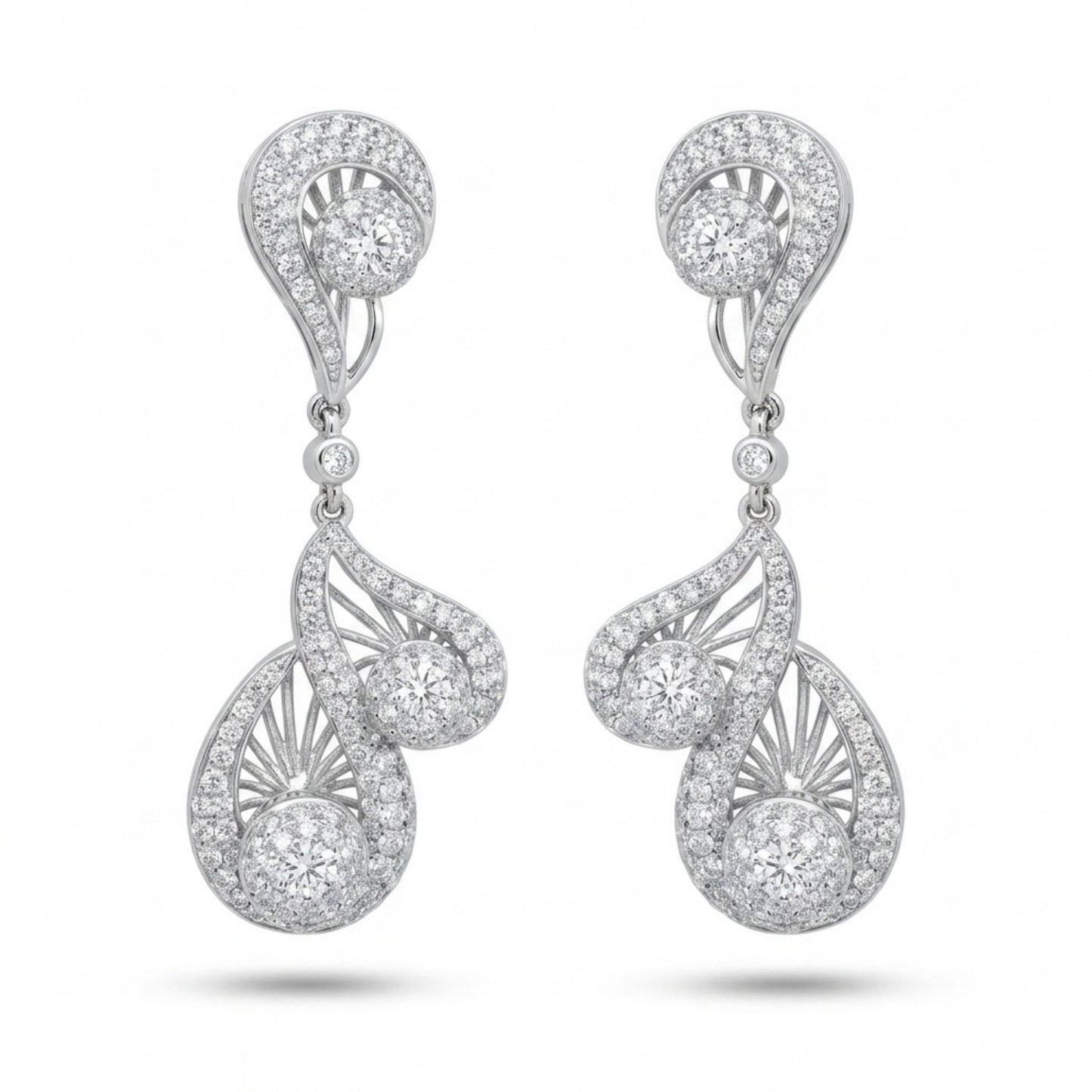 18K 3.62cttw Round White Diamond Drop Earrings