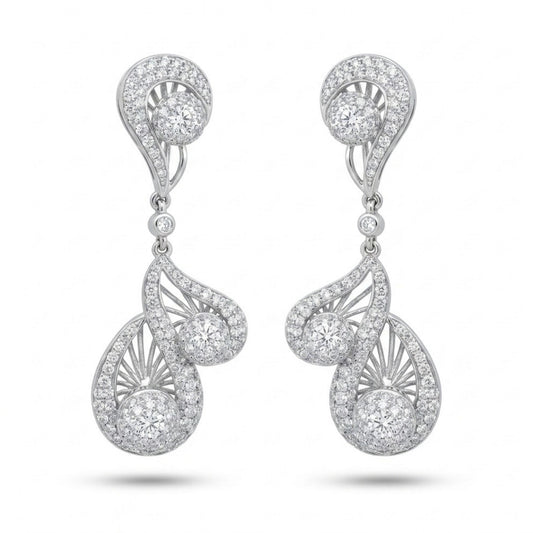 18K 3.62cttw Round White Diamond Drop Earrings