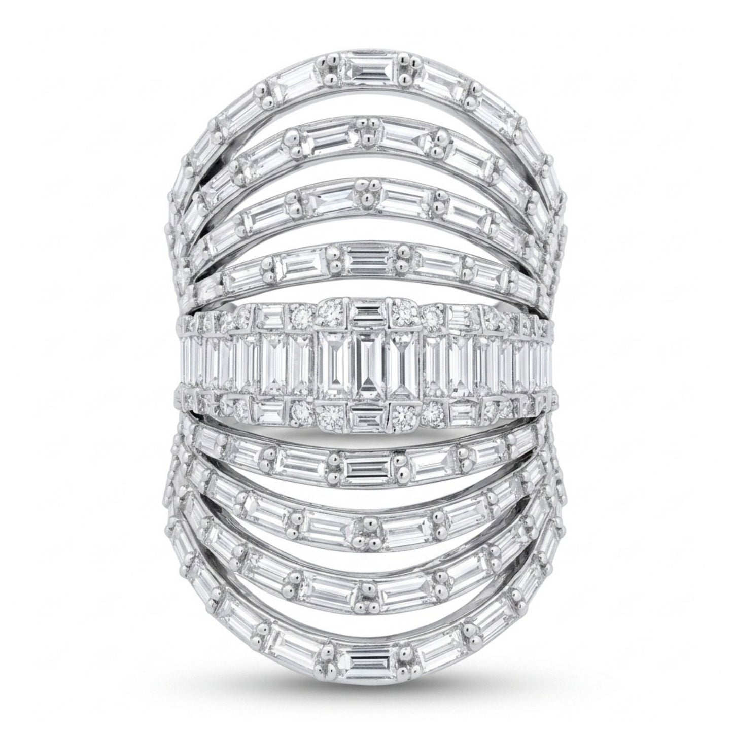 18K 2.92cttw Baguette & Round White Diamonds Ring