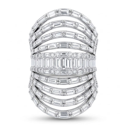 18K 2.92cttw Baguette & Round White Diamonds Ring