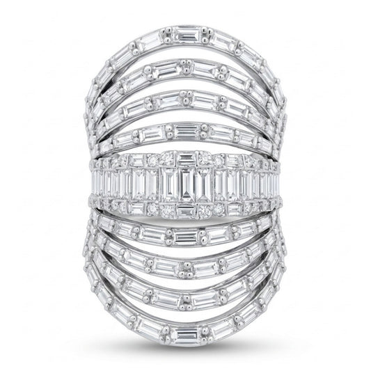 18K 2.92cttw Baguette & Round White Diamonds Ring