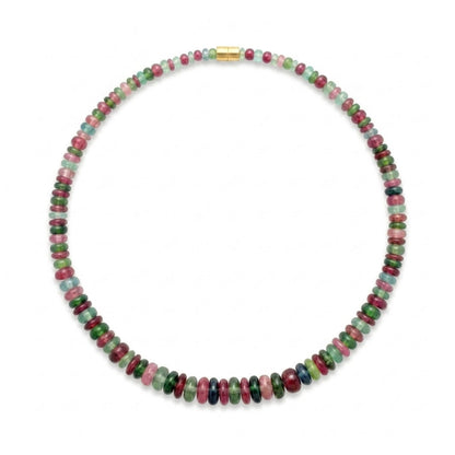 18K 210.00cttw Fancy Cut Multi-Color Tourmaline Necklace