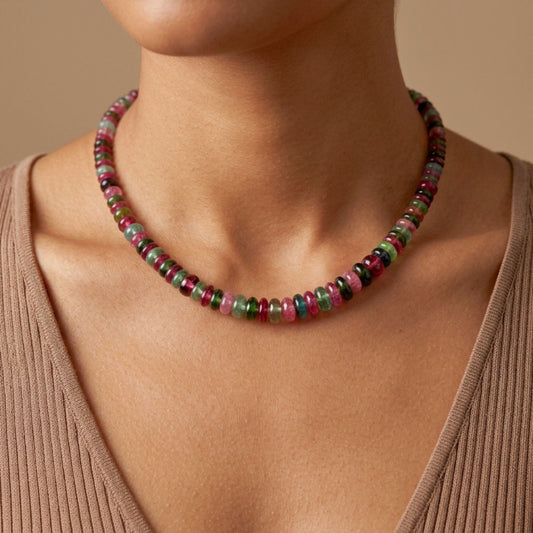 18K 210.00cttw Fancy Cut Multi-Color Tourmaline Necklace