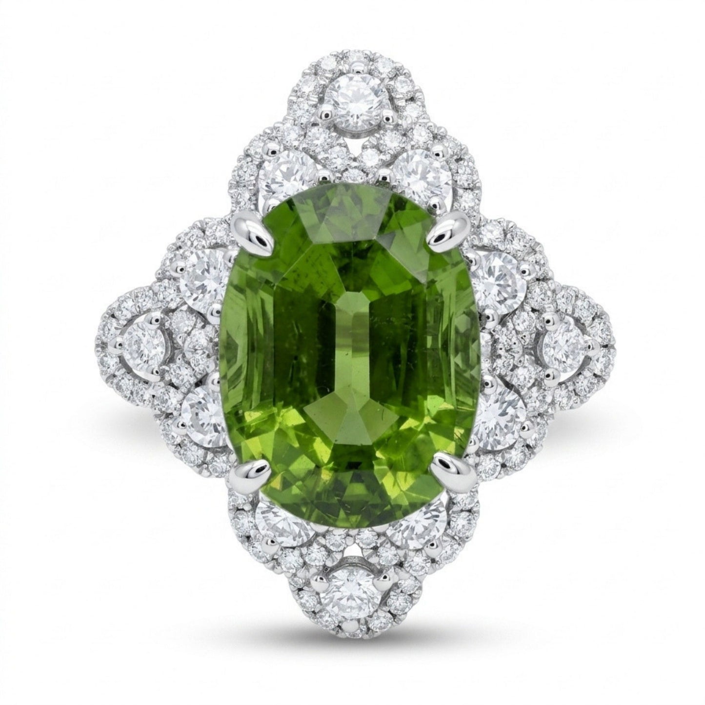 18K 6.06ct Oval Green Paraiba 1.54cttw VS White Diamonds Ring