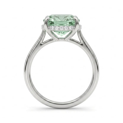 18K 3.71ct Oval Green Paraiba 0.17cttw VS White Diamonds Ring