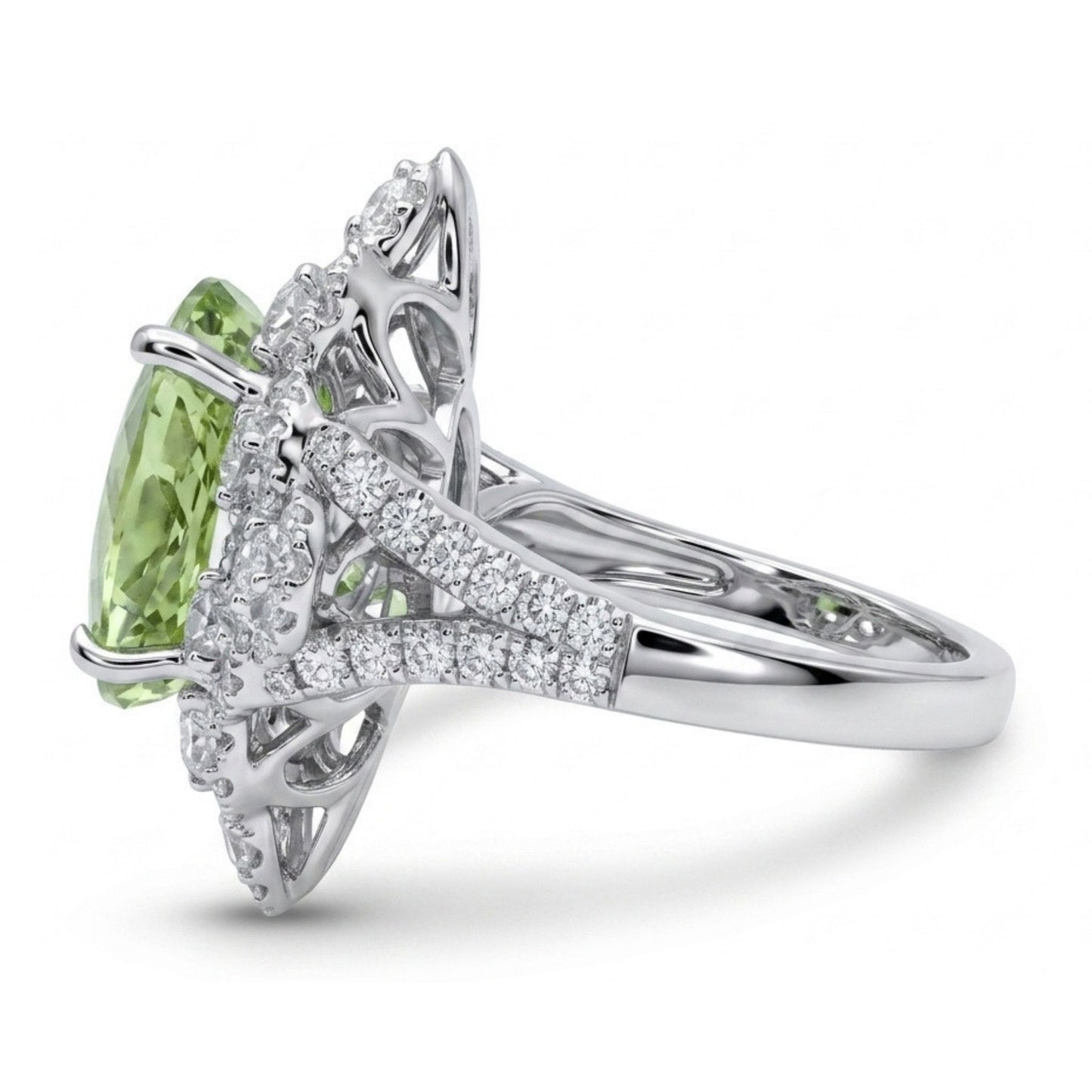 18K 6.44ct Oval Green Paraiba 1.54cttw VS White Diamonds Ring